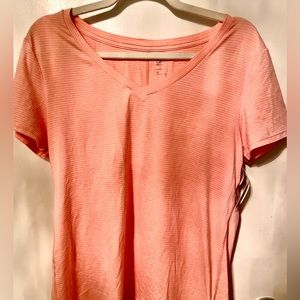 Orange with White Stripes Activewear/Workout T-Shirt with V-Neck | Gap Fit